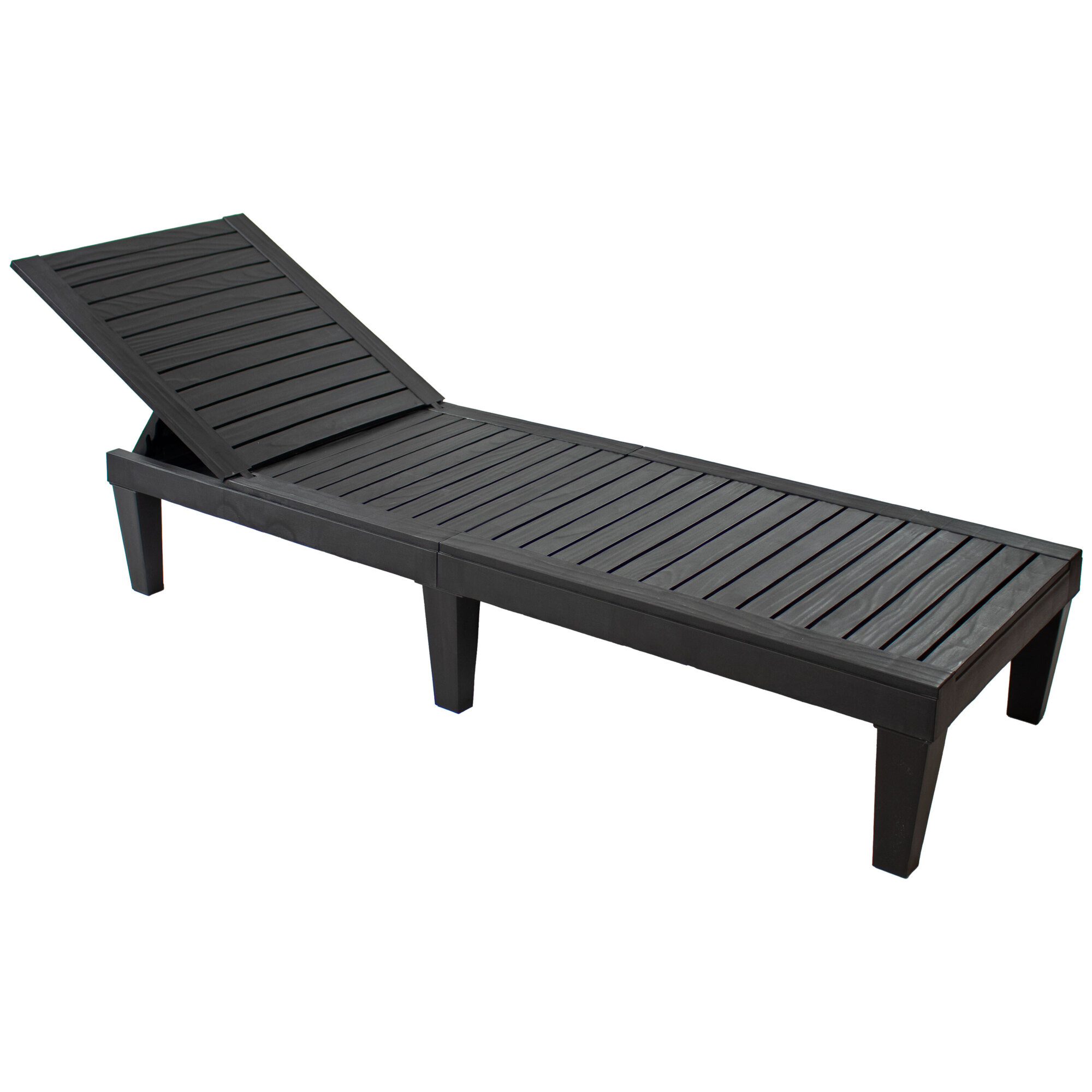 Sunnydaze Decor, 5-Position Adjustable Lounger - Black, Primary Color Black, Material Polypropylene, Width 74 in, Model# TST-738